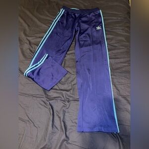 Adidas Womens Royal Blue Joggers with Light Blue Stripes